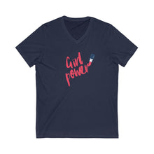 Load image into Gallery viewer, Unisex Jersey Short Sleeve V-Neck Tee - 'Girl Power'