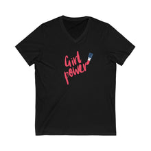 Load image into Gallery viewer, Unisex Jersey Short Sleeve V-Neck Tee - 'Girl Power'