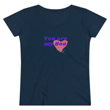 Load image into Gallery viewer, Organic Women's Lover T-shirt - 'You are my Boo' (Blue with heart) Design motif