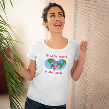 Load image into Gallery viewer, Organic Women&#39;s Lover T-shirt - &#39;A safer world in Women&#39;s Hands&#39;
