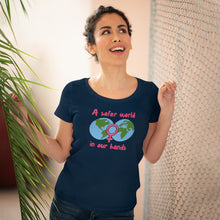 Load image into Gallery viewer, Organic Women&#39;s Lover T-shirt - &#39;A safer world in Women&#39;s Hands&#39;
