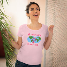 Load image into Gallery viewer, Organic Women&#39;s Lover T-shirt - &#39;A safer world in Women&#39;s Hands&#39;
